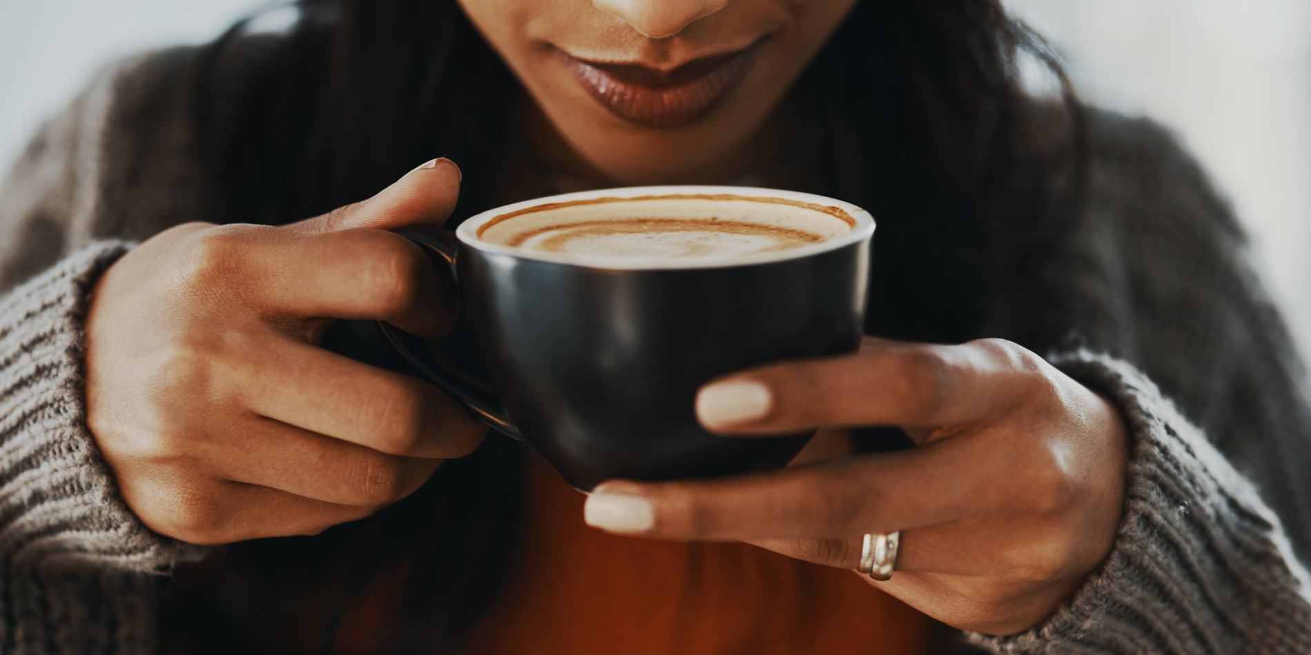 Lady drinking coffee